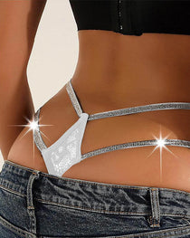Sexy Lace Openwork Shiny Belt Low-rise Thong