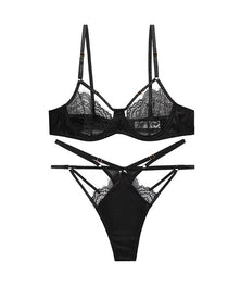 Sexy Lace French Patchwork See-through Lingerie Set