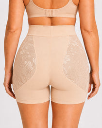 High Waist Lace Mesh Padded Hip Tummy Control Shaping Shorts