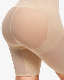 V-neck Mesh-paneled Seamless Tummy Control Hip Lift Bodysuit