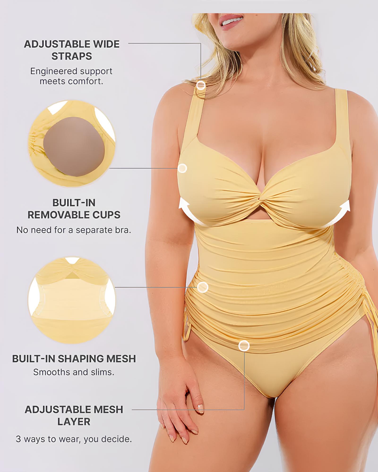 V-neck Elastic All In One Mesh Wrap Shaping Swimsuit Secondary image