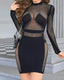 Round Neck Long Sleeve Slim Fit Sexy Hollow-out Bodycon Dress