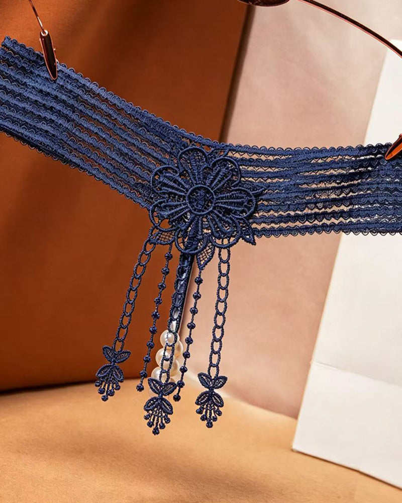 Sexy Tassel Open Crotch Pearl Massage Thong