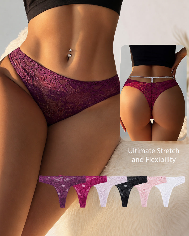 5-Pack Sexy Lace Openwork Seamless Thongs Main image