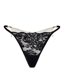Sexy Sheer Lace Rhinestone Fringe Heart Thong