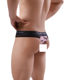 2-Pack Sexy Men's Printed Mesh Low-Rise Thongs