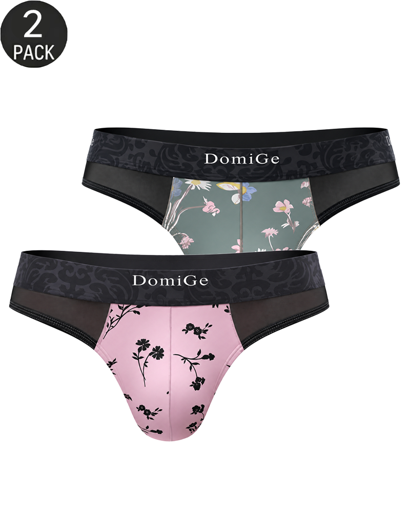2-Pack Sexy Men's Printed Mesh Low-Rise Thongs