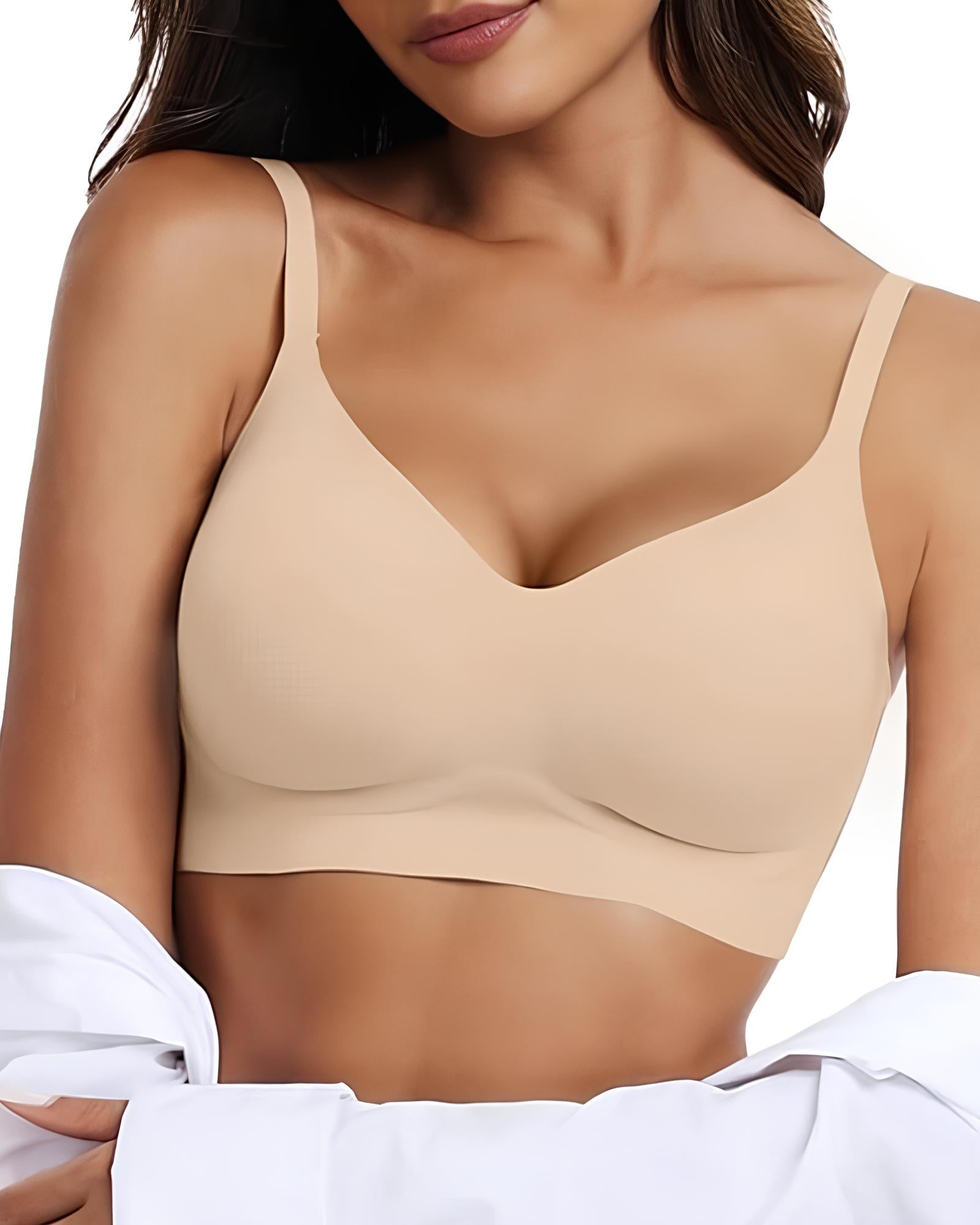 Women's V-neck Seamless Breathable Push-up Vest Bra  with Two Removable Shaping Pads Main image