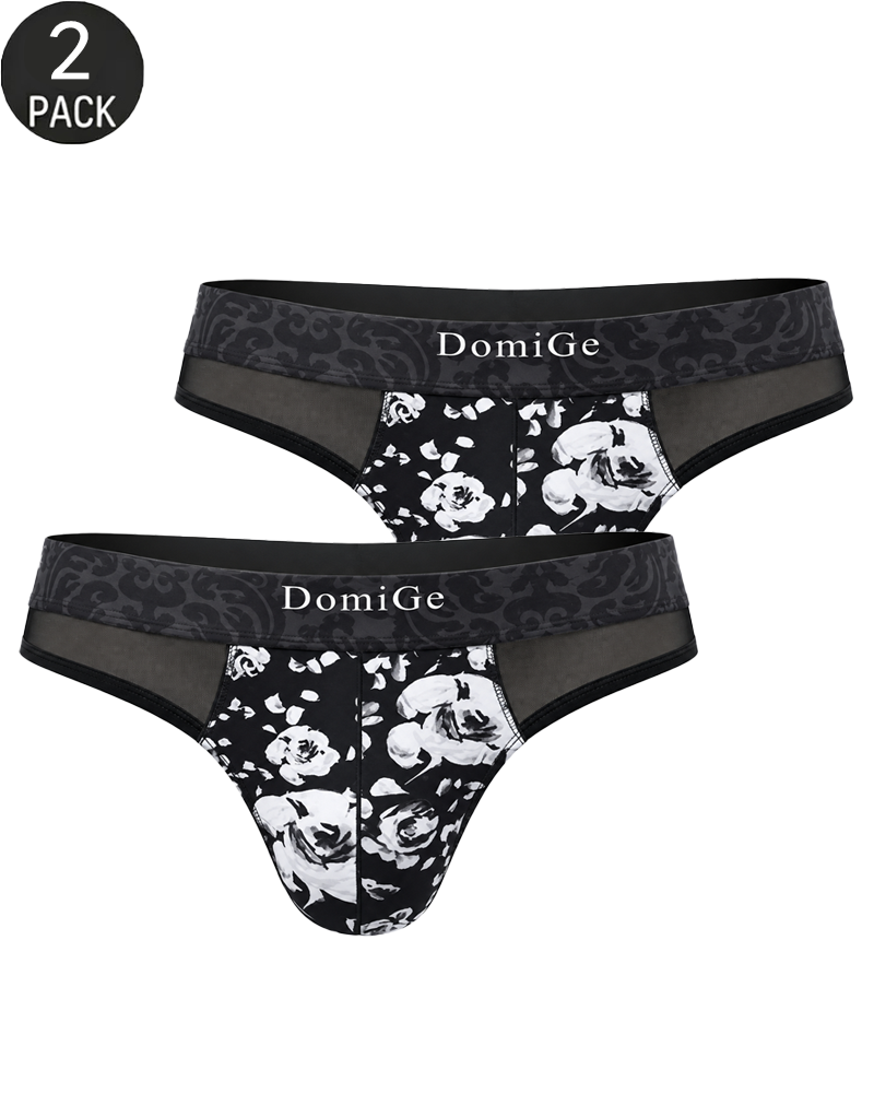 2-Pack Sexy Men's Printed Mesh Low-Rise Thongs