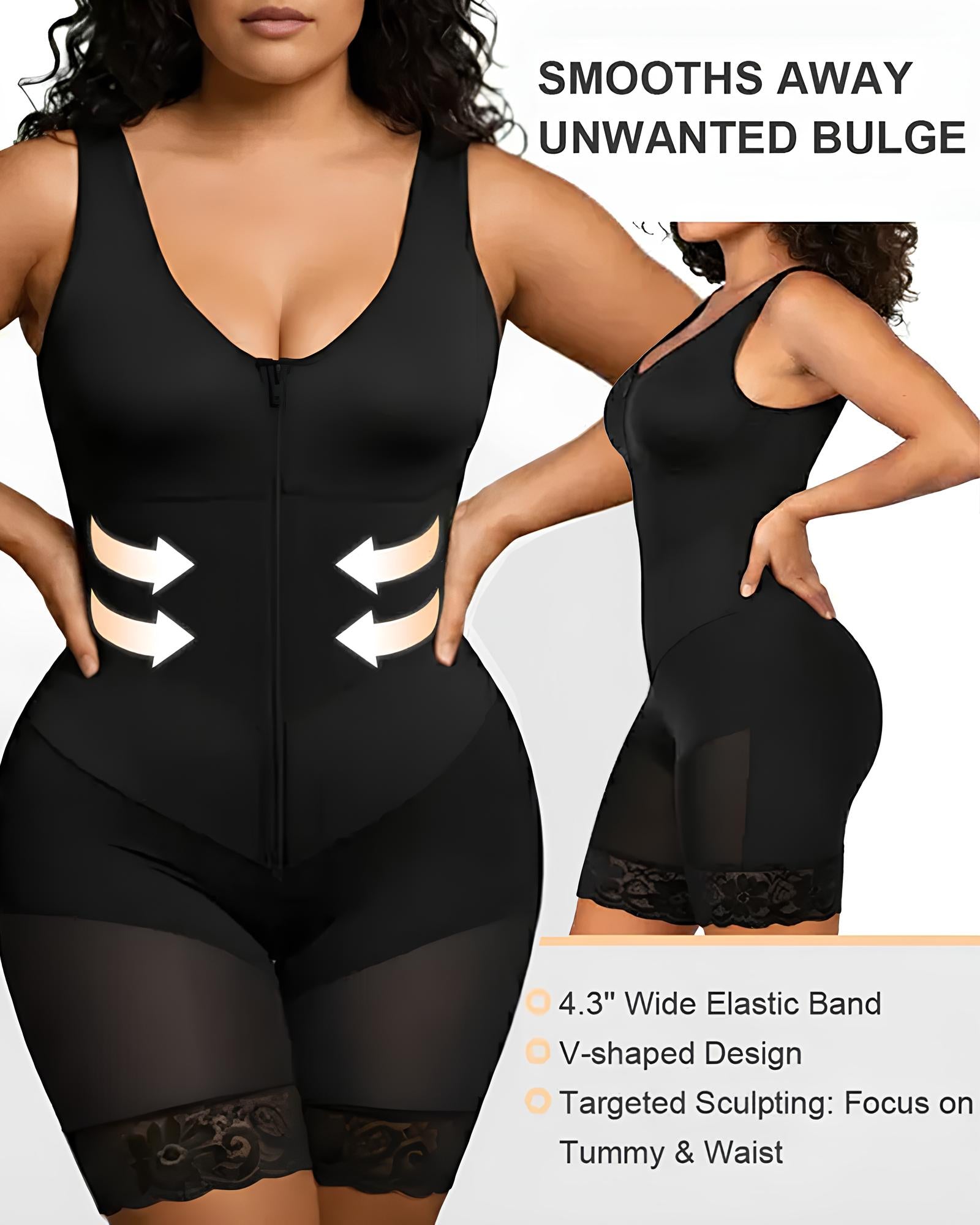 Women's V-shaped Elastic Band Design S-curve Shaping and Tummy Control Bodysuit Secondary image