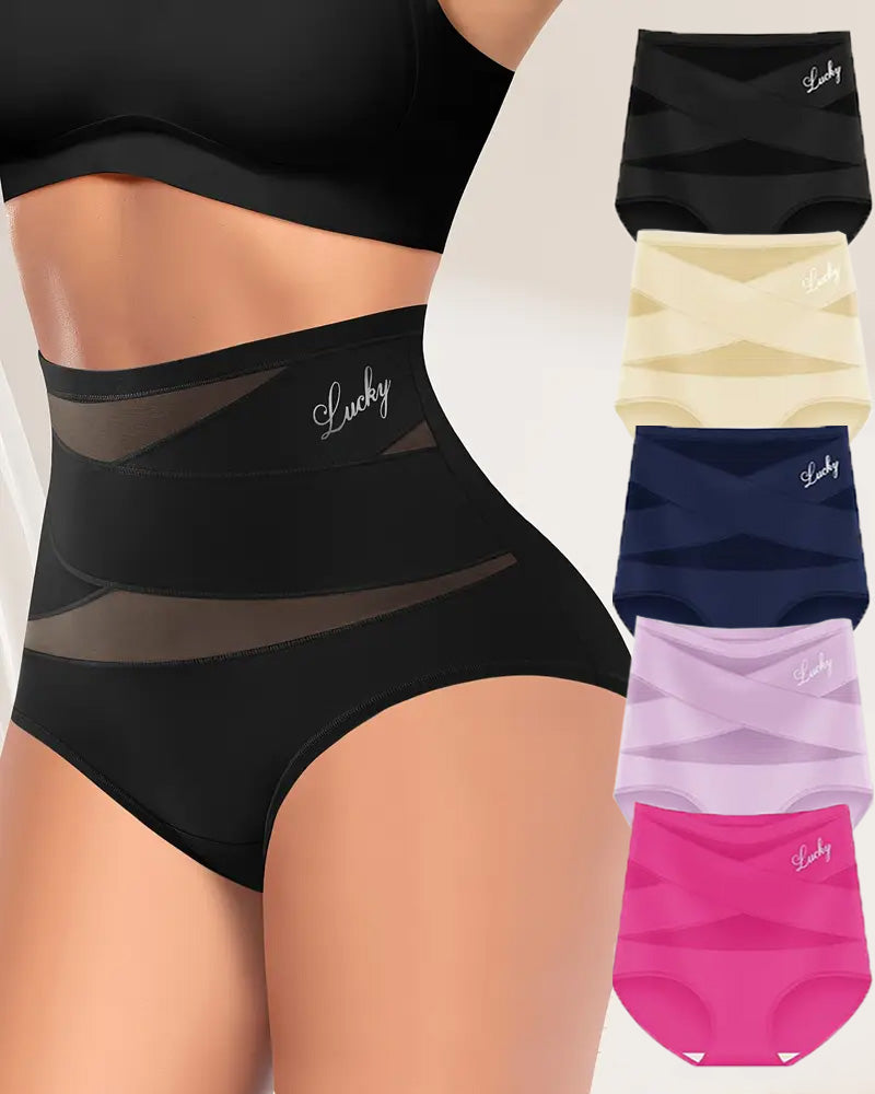 High Waist Tummy Control Breathable Mesh Cross Seamless Hip Lifting Briefs Main image