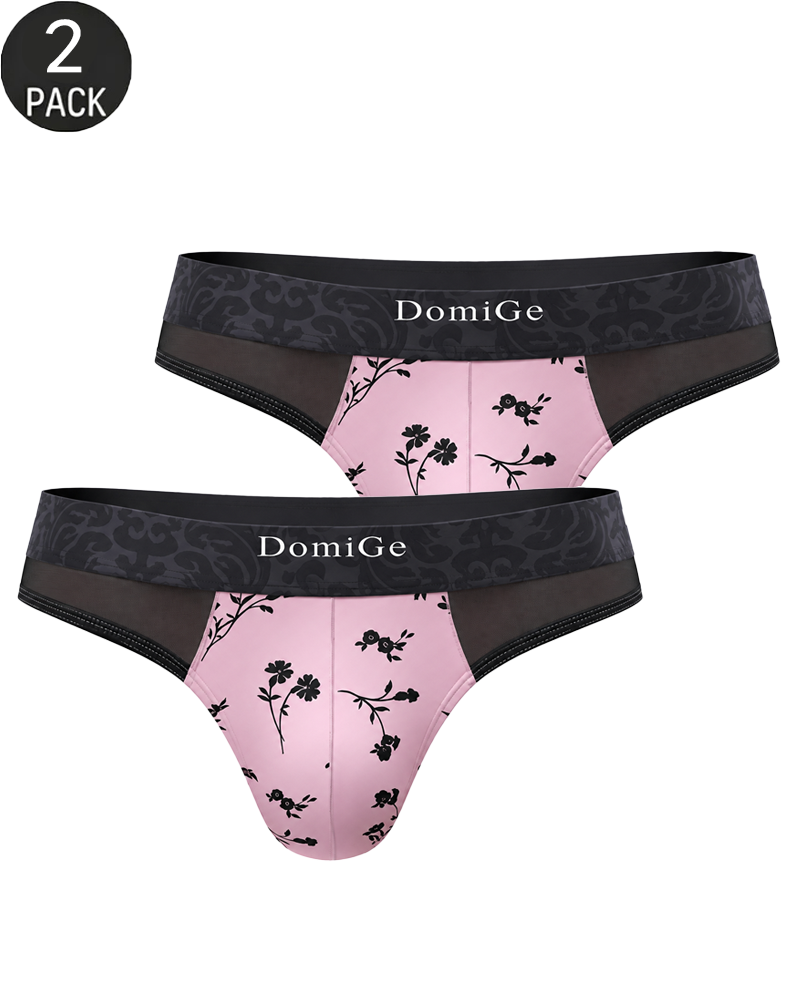 2-Pack Sexy Men's Printed Mesh Low-Rise Thongs