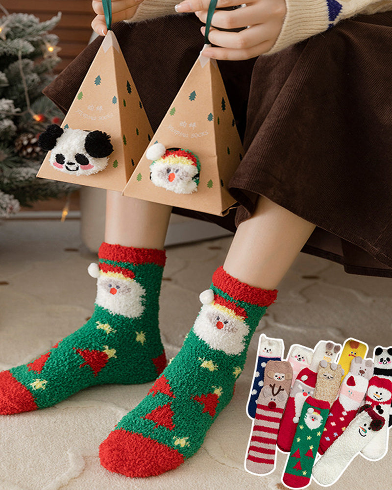 Christmas Coral Fleece Fun Print Warm Socks Main image