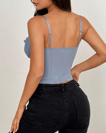 Sexy See-through Mesh Lace Patchwork Fishtail Camisole Top