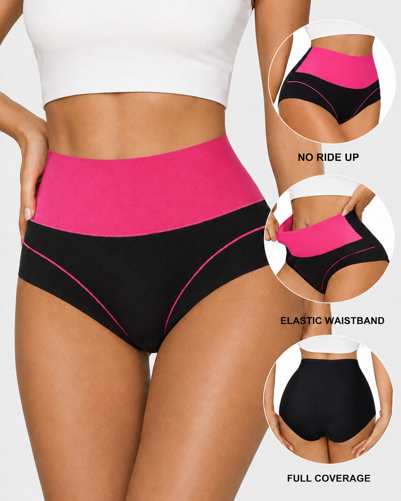 Women's  High Waist Colorblock Seamless Cotton Briefs