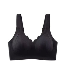Casual Seamless Wavy Edge Wide Shoulder Straps Underwire Push-up Breathable Bra