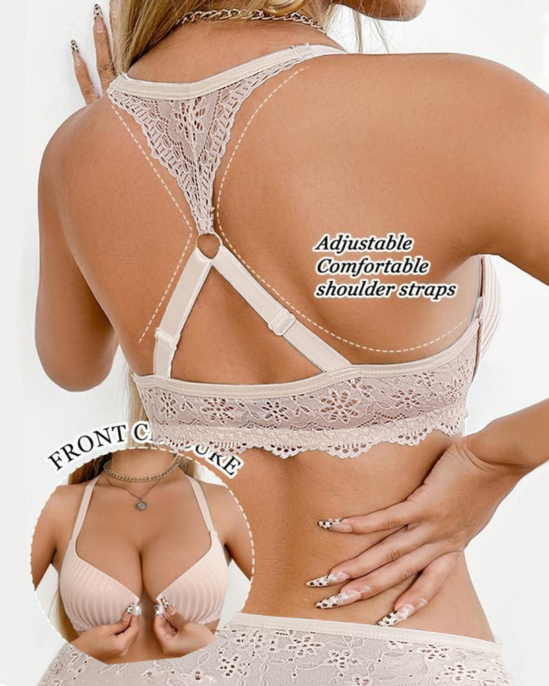 Women's Sexy Front-closure Lace-paneled Underwired Bra Main image