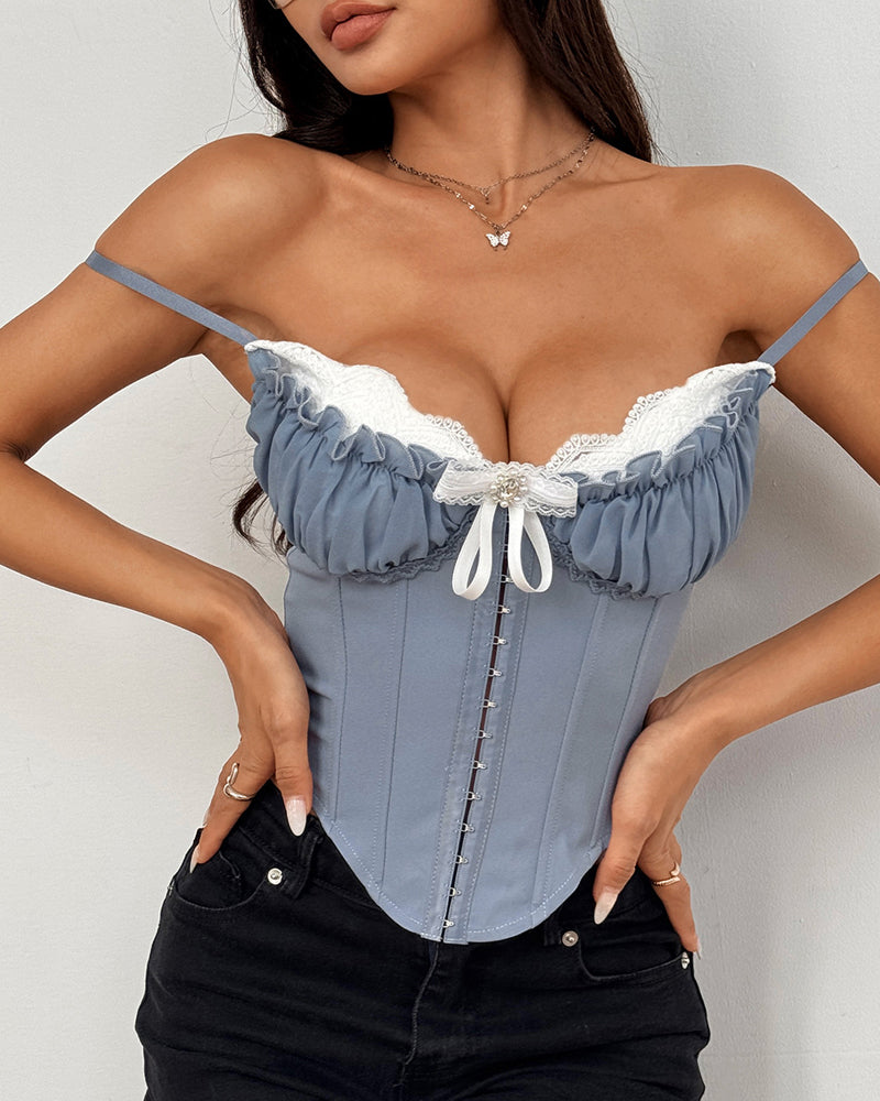Sexy See-through Mesh Lace Patchwork Fishtail Camisole Top