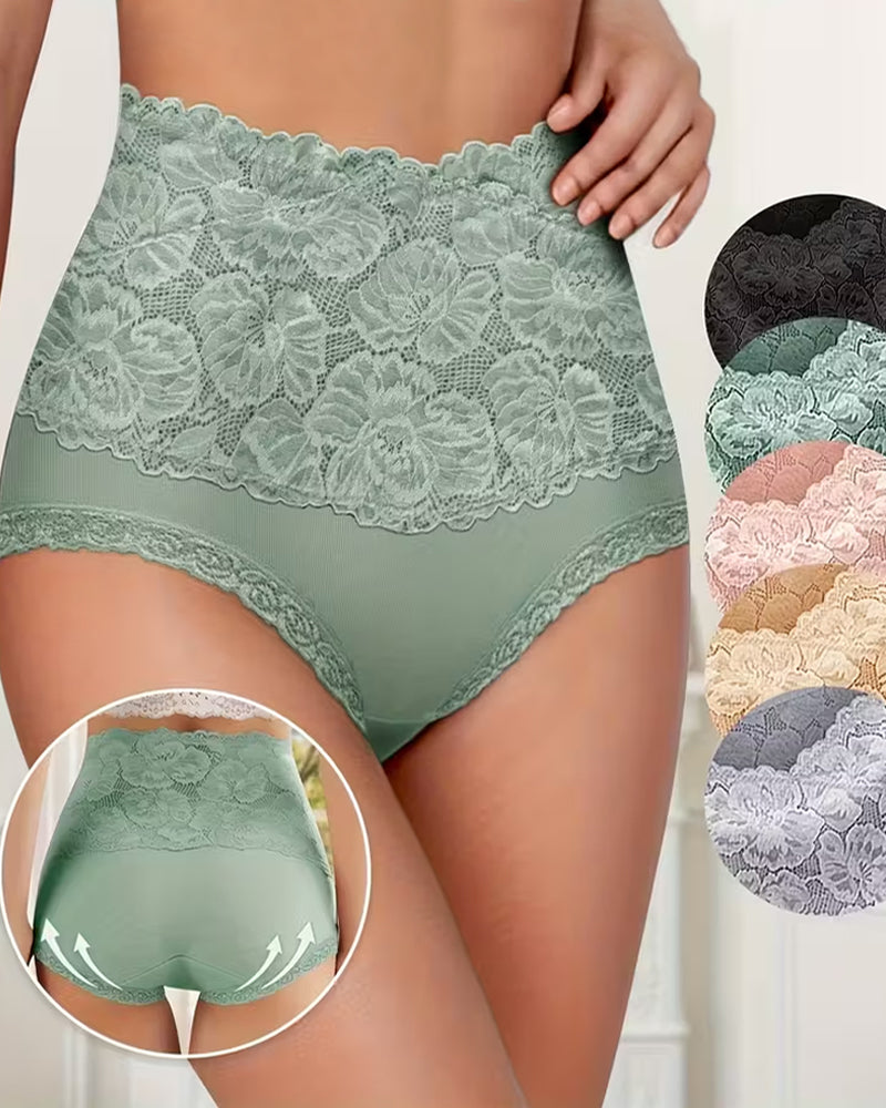 Women's High-waisted Tummy-controlling Lace Cotton Comfortable Breathable Panties Main image