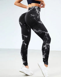 Seamless Tie-dye High-waisted Slimming Butt-lifting Tight-fitting Yoga Pants