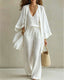 Casual Loose Cotton Linen Sleeveless Vest, Wide-leg Pants and Cardigan Three-piece Set