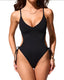 Women's V-neck Cutout Sexy Backless One-piece Swimsuit