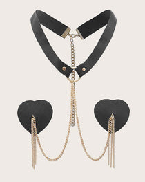 Chain Linked Nipple Cover With Choker