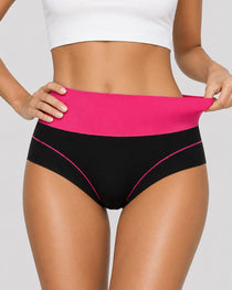 Women's  High Waist Colorblock Seamless Cotton Briefs