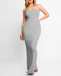 Women's Modal Sleeveless Backless Long Dress with Built-in Shapewear