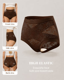 4-Pack High Waist Front Crossover Floral Lace Breathable Panties