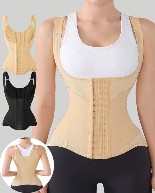 Women's Tummy Control Mesh Breathable Adjustable Straps Waist Trainer Body Shaper