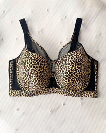 Satin Mesh See-through Patchwork Underwire Plus Size Push-up Bra