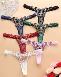 Sexy Butterfly Embroidered Low-rise Thong