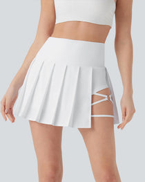 High-waisted Pleated Two-in-one Side Pocket Asymmetrical Hem Quick-drying Skirt