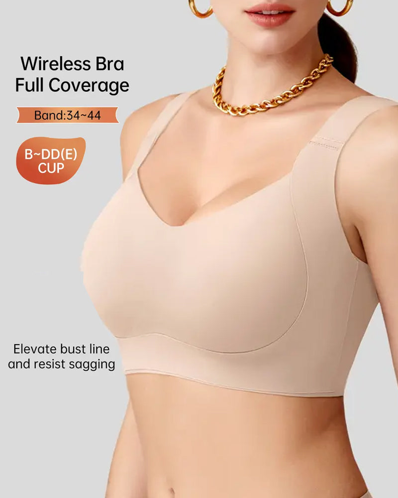 Women's Wire-free Seamless Double-layer Lifting Shoulder Straps Full Cup Push-up Jelly Bra Secondary image