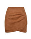 Suede Pleated Irregular Zipper Bodycon Mini Skirt