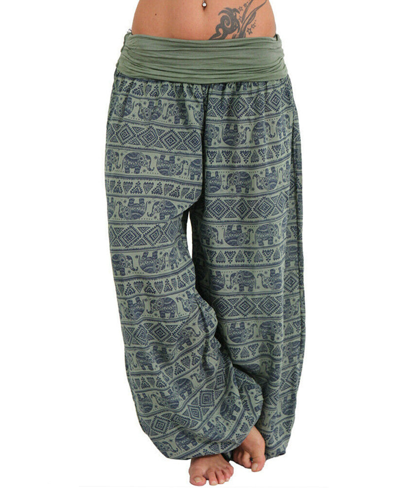 Casual Loose Retro Print Wide-leg Pants Main image