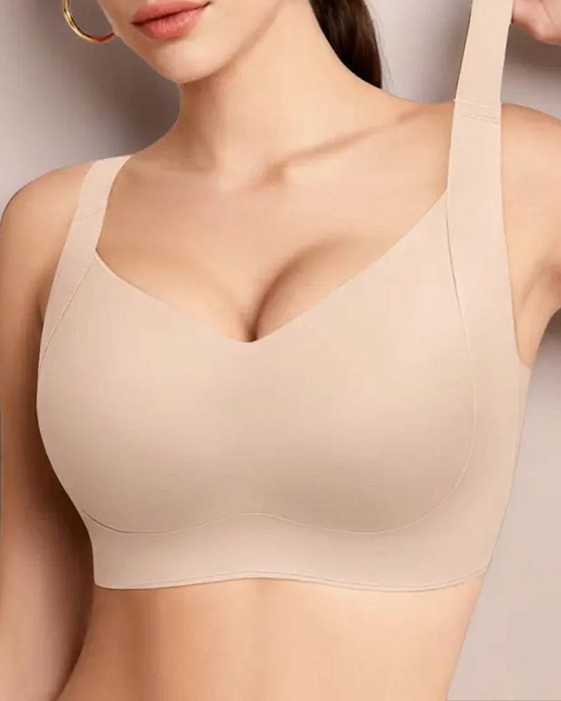 Women's Wire-free Seamless Double-layer Lifting Shoulder Straps Full Cup Push-up Jelly Bra Main image