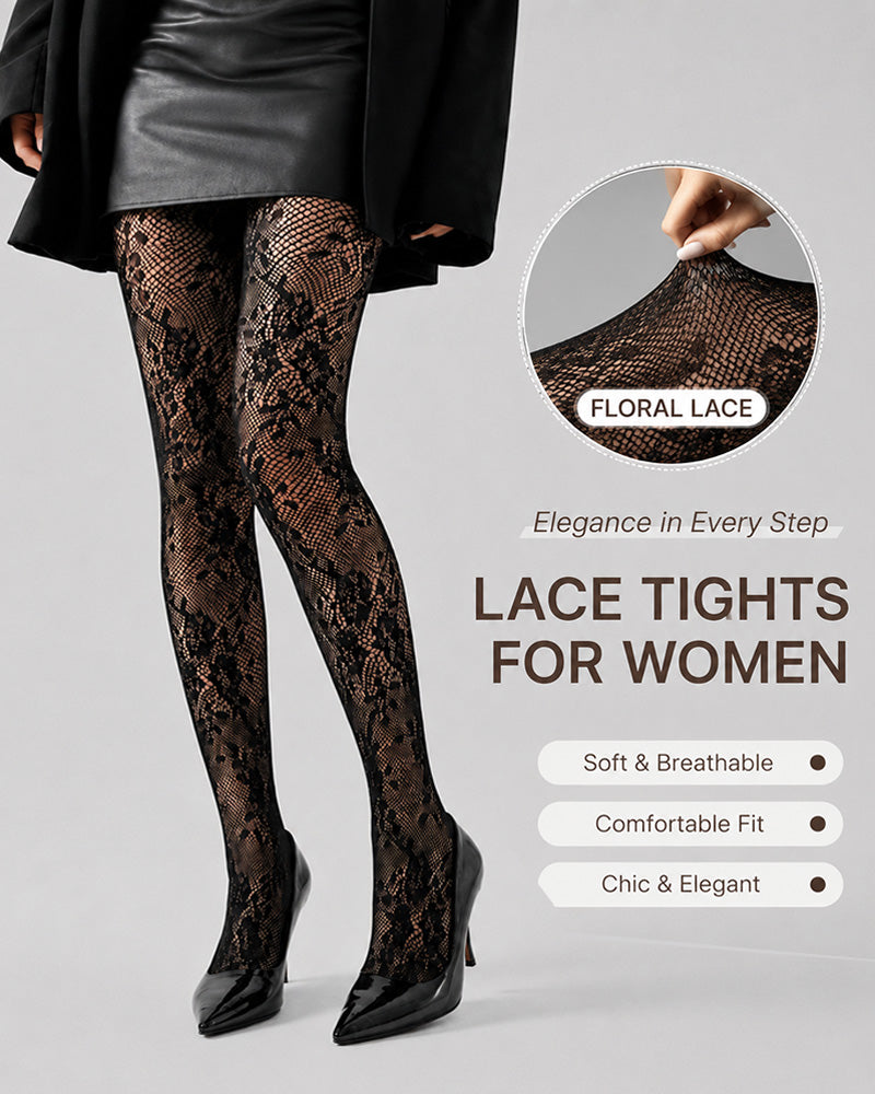 3-Pack High Stretch Fishnet Floral Lace Stockings Main image