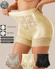 Three-Pack High Waist Tummy Control Lace Trim Briefs