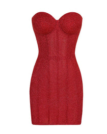 Sexy Christmas Shimmering Strapless Drawstring Dress