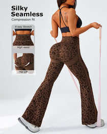 Women's Seamless Leopard Print High-Waisted Elastic Sports Yoga Pants