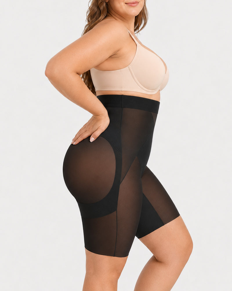 High Waist Tummy Control X-shaped Mesh Breathable Shaping Shorts Secondary image