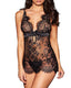 Sexy Deep V See-Through Eyelash Lace Camisole Nightgown