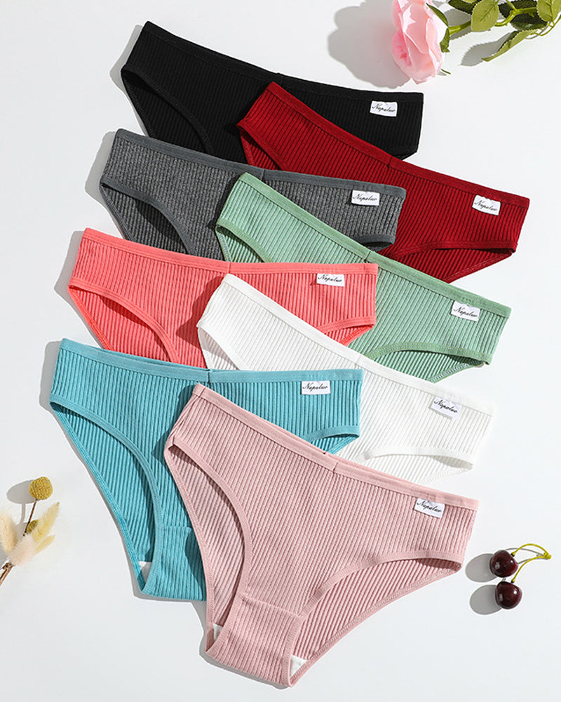 Women's Solid Color Vertical Striped Knit Stretch Seamless Thong Main image