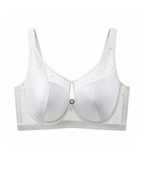 Satin Mesh See-through Patchwork Underwire Plus Size Push-up Bra