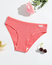Women's Solid Color Vertical Striped Knit Stretch Seamless Thong