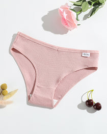 Women's Solid Color Vertical Striped Knit Stretch Seamless Thong