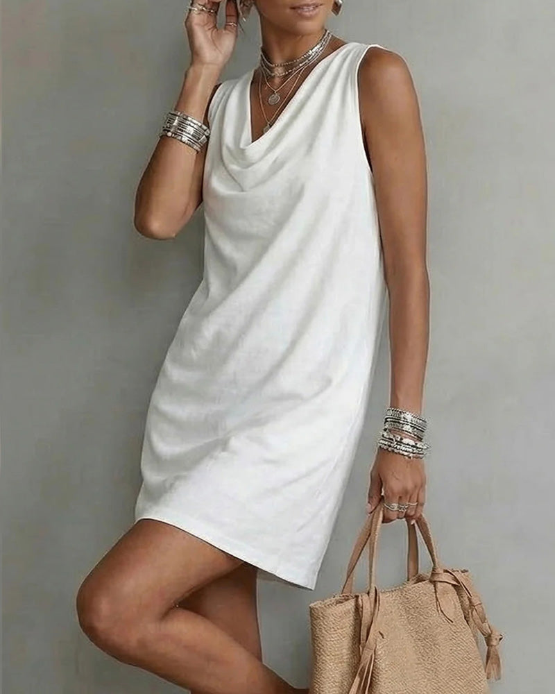Casual Solid Color Sleeveless Dress Secondary image