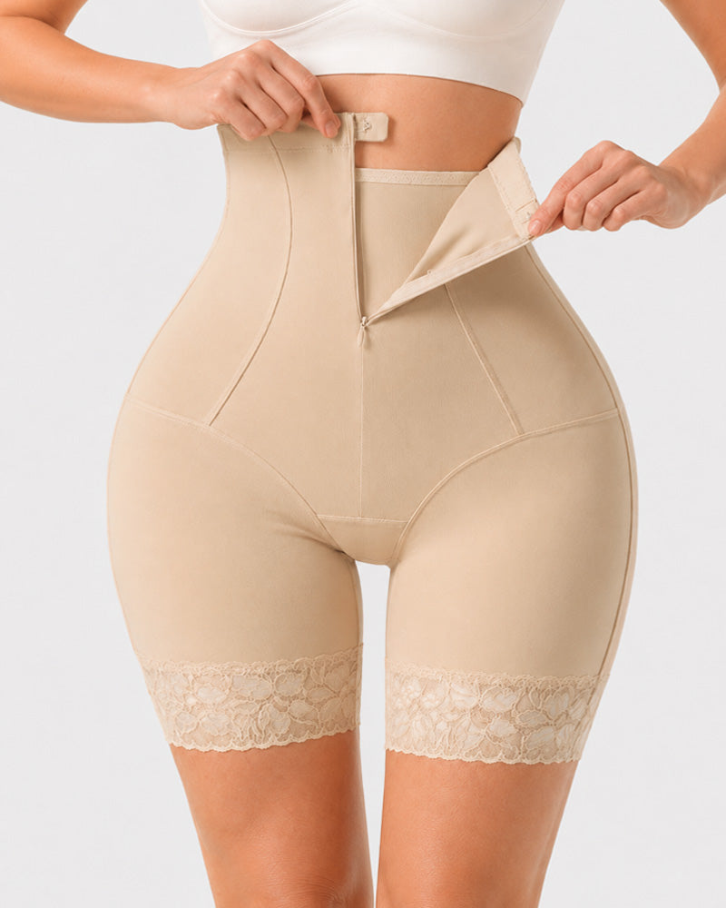 High Waist Tummy Control Zipper Hip-lifting Shaping Shorts